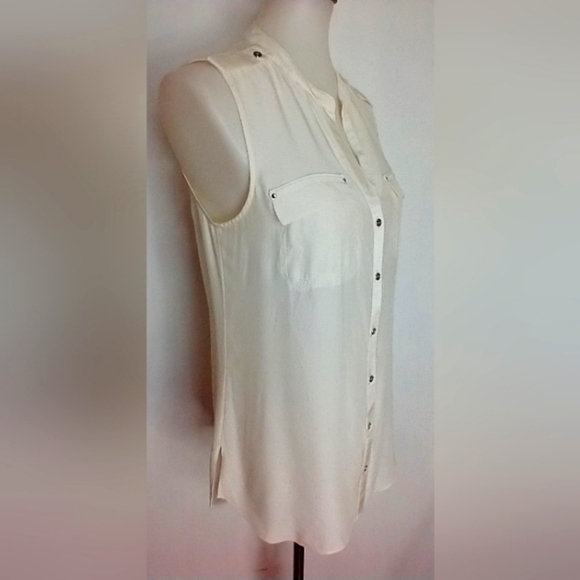 WHITE HOUSE BLACK MARKET WHITE SILK BLOUSE - Picture 1 of 8